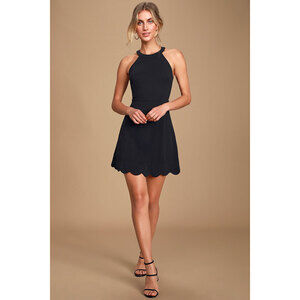 Lulus Mamacita Black Halter Skater Dress - Size XL